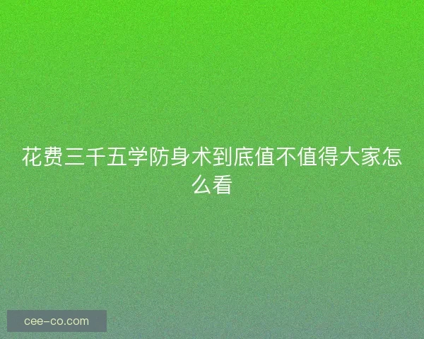 花费三千五学防身术到底值不值得大家怎么看